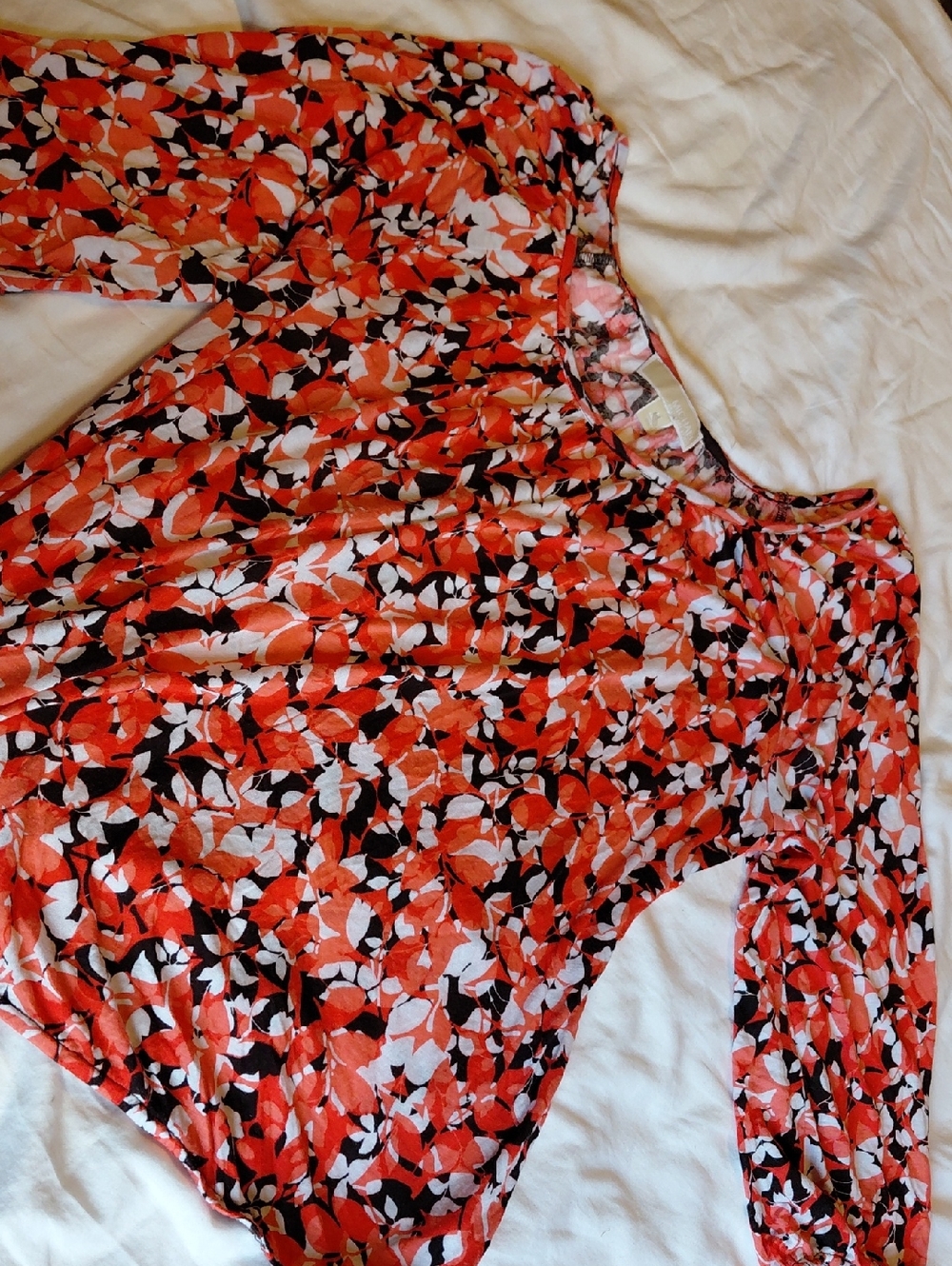 Michael Kors Orange, Black & White Floral Blouse